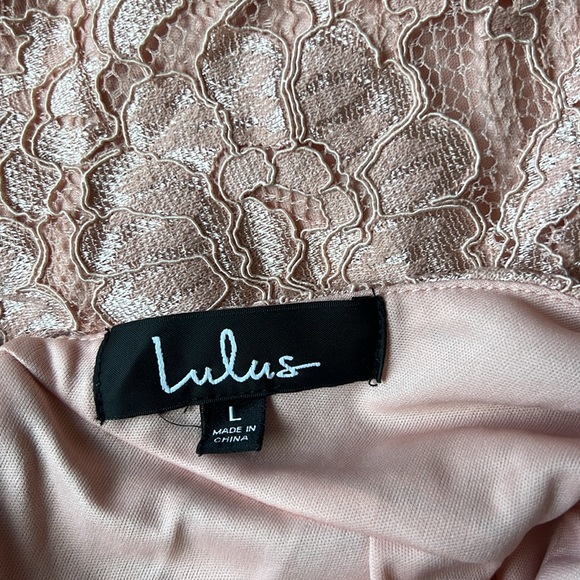 DEAL! $20! Dusty Rose Pink Lace Dress Lulu’s Halter Back Fitted Knee Length - Picture 5 of 10